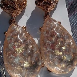 Gold and Frosted Teardrop Earrings Costume Jewelry